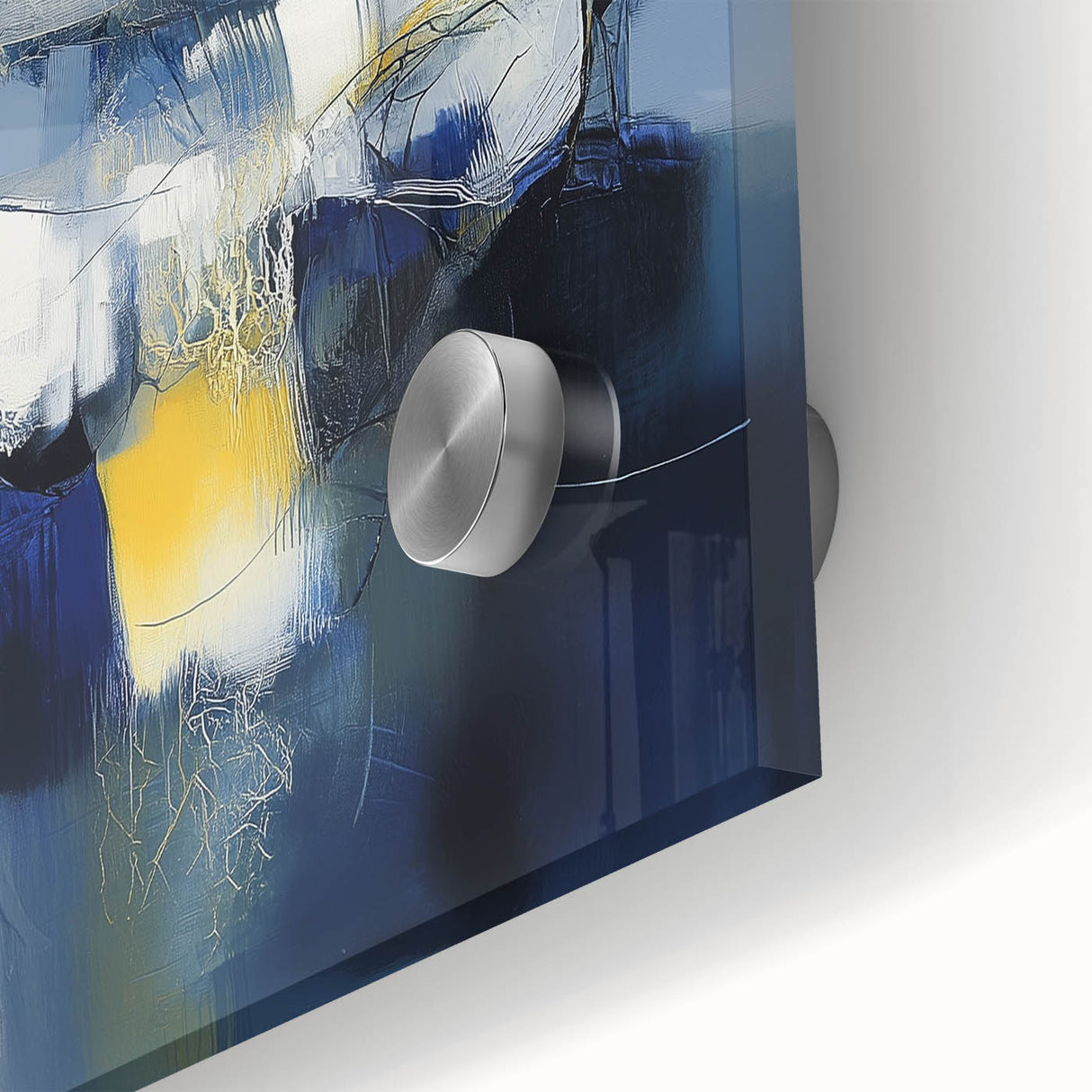 Abstract Art Prints – Bold Blue, Yellow & White Modern Composition