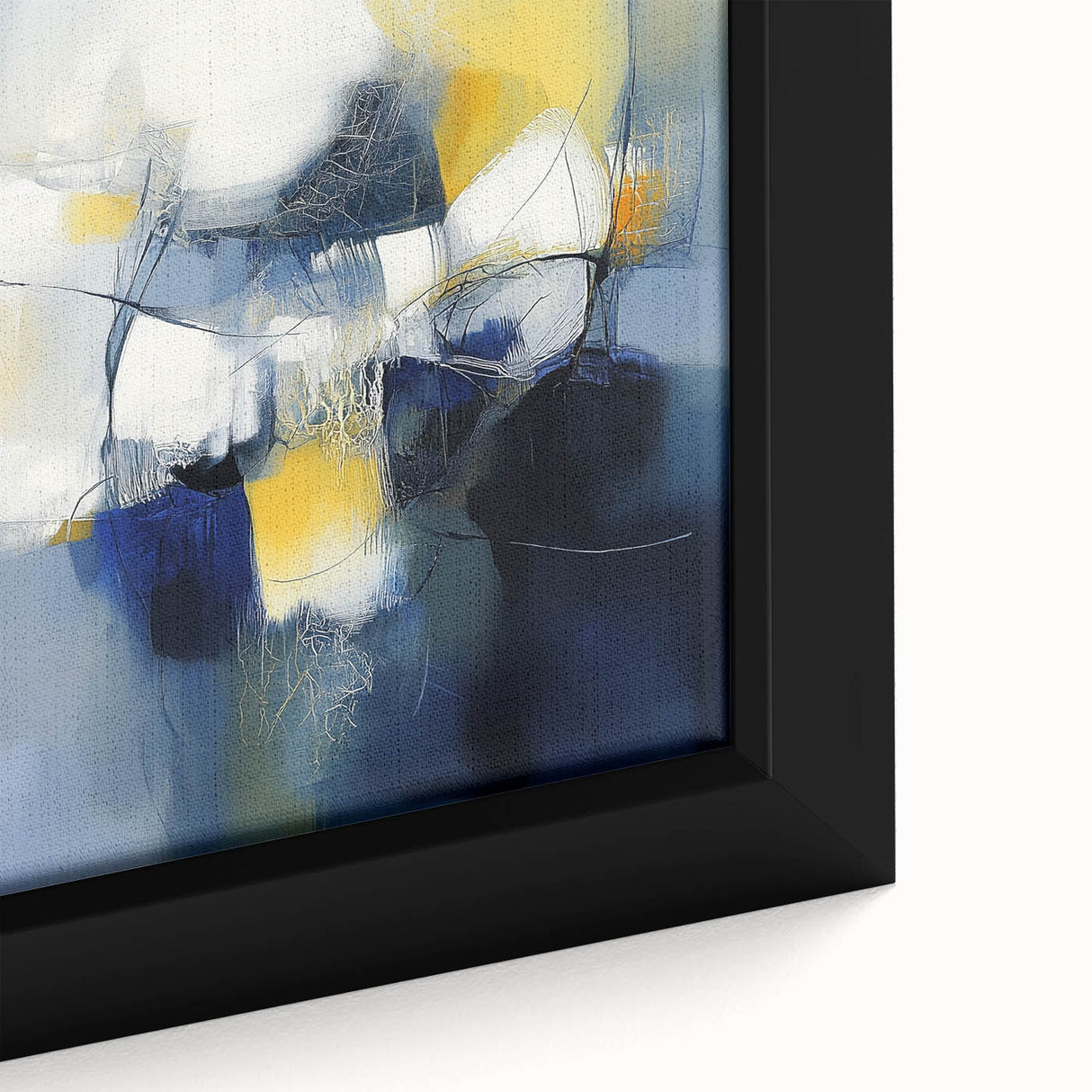 Abstract Art Prints – Bold Blue, Yellow & White Modern Composition