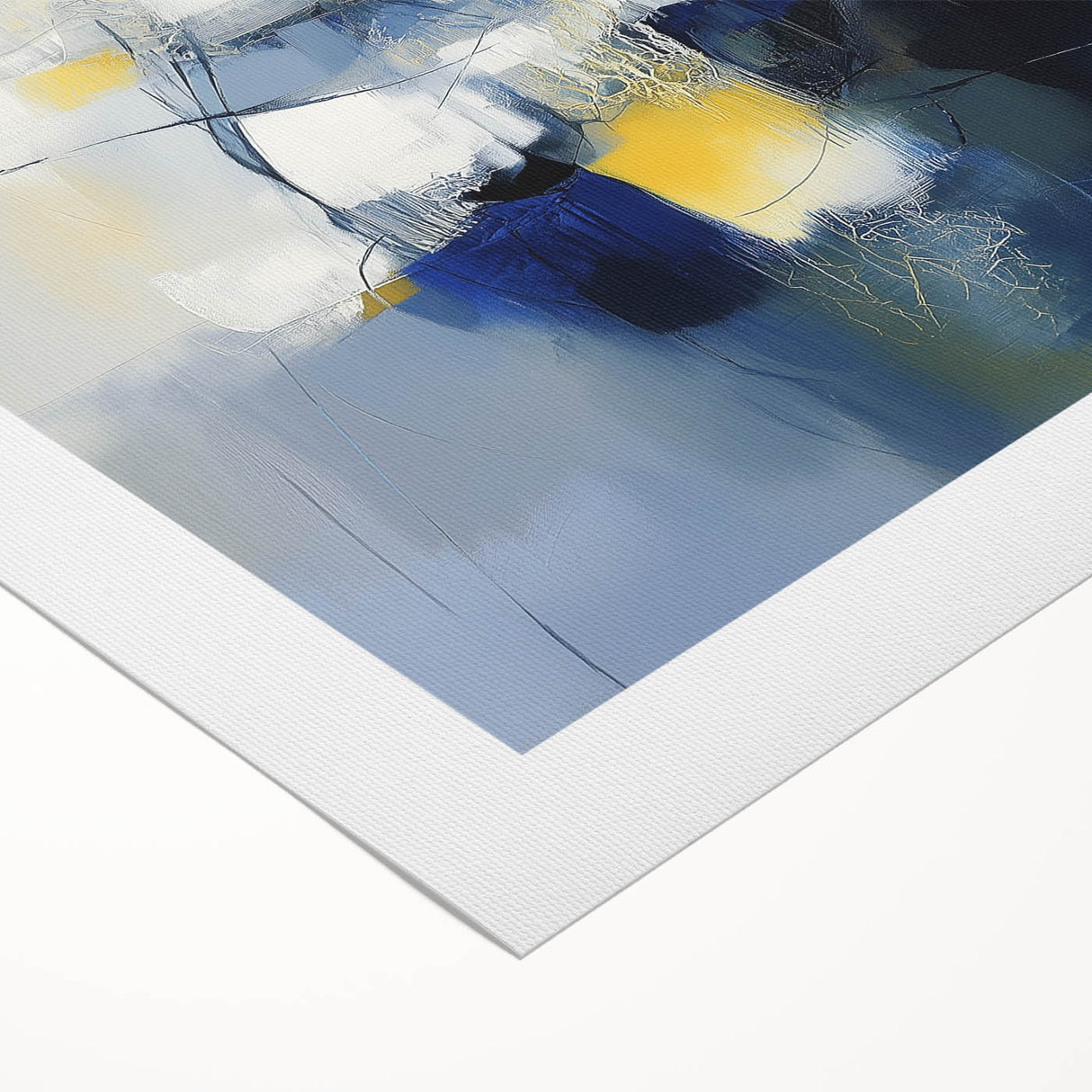 Abstract Art Prints – Bold Blue, Yellow & White Modern Composition