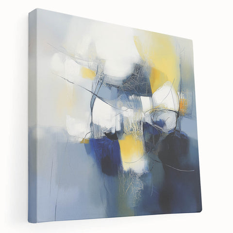 Abstract Art Prints – Bold Blue, Yellow & White Modern Composition