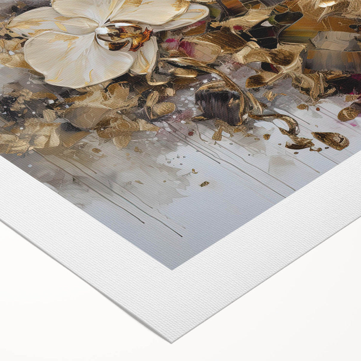 Abstract floral design rolled canvas artwork featuring vibrant colors like pink, blue, and green, showcasing intricate patterns, ideal for modern home decor.