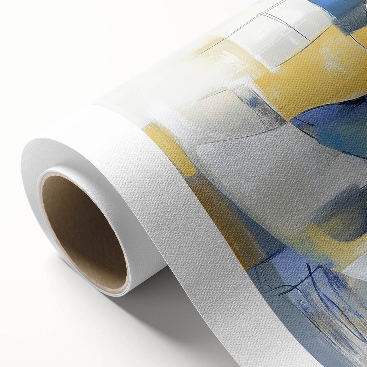 Modern Abstract Wall Art – Blue, Yellow & White Geometric Shapes