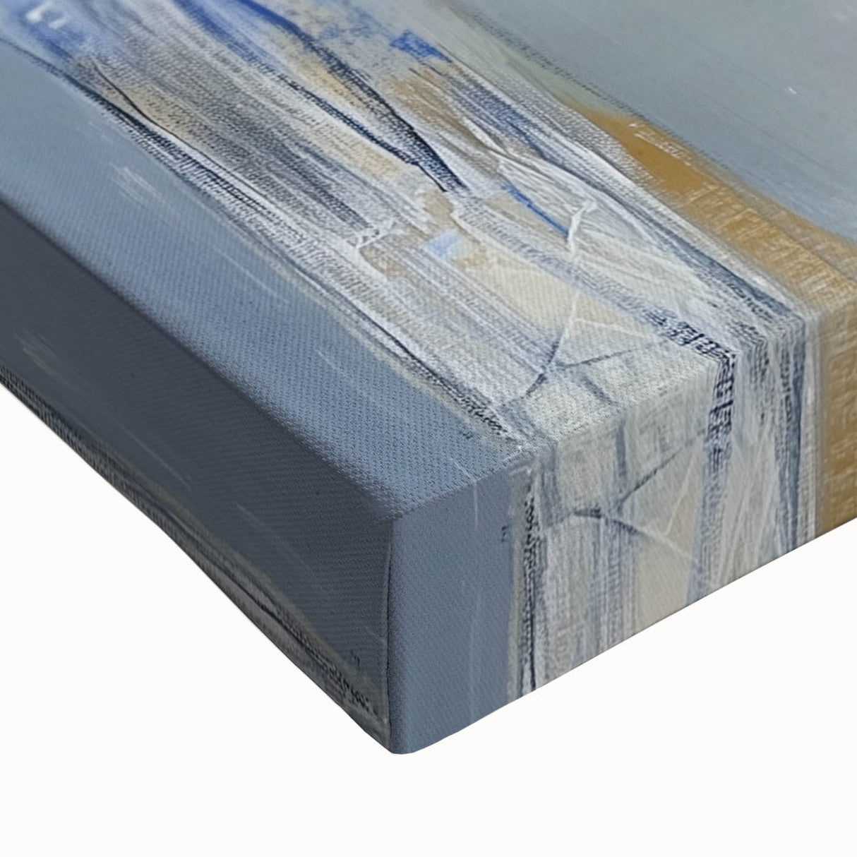 Modern Abstract Wall Art – Blue, Yellow & White Geometric Shapes