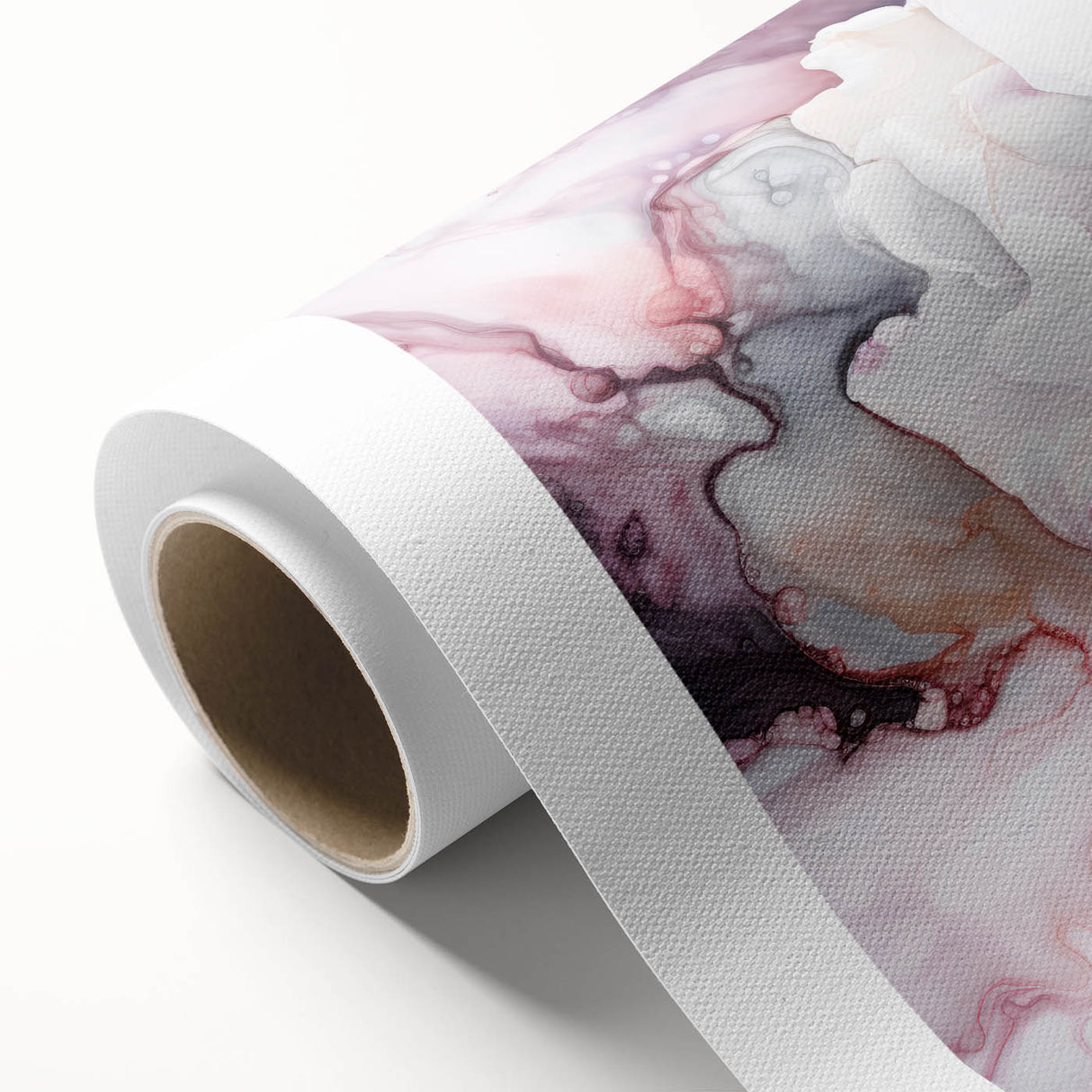 Abstract floral design on rolled canvas showcasing vibrant colors and intricate patterns, ideal for home decor or art enthusiasts, packaged securely in a cardboard tube.