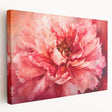 Abstract floral stretched canvas artwork showcasing vibrant colors and intricate patterns, viewed from the side to highlight its depth and texture, ideal for modern decor.