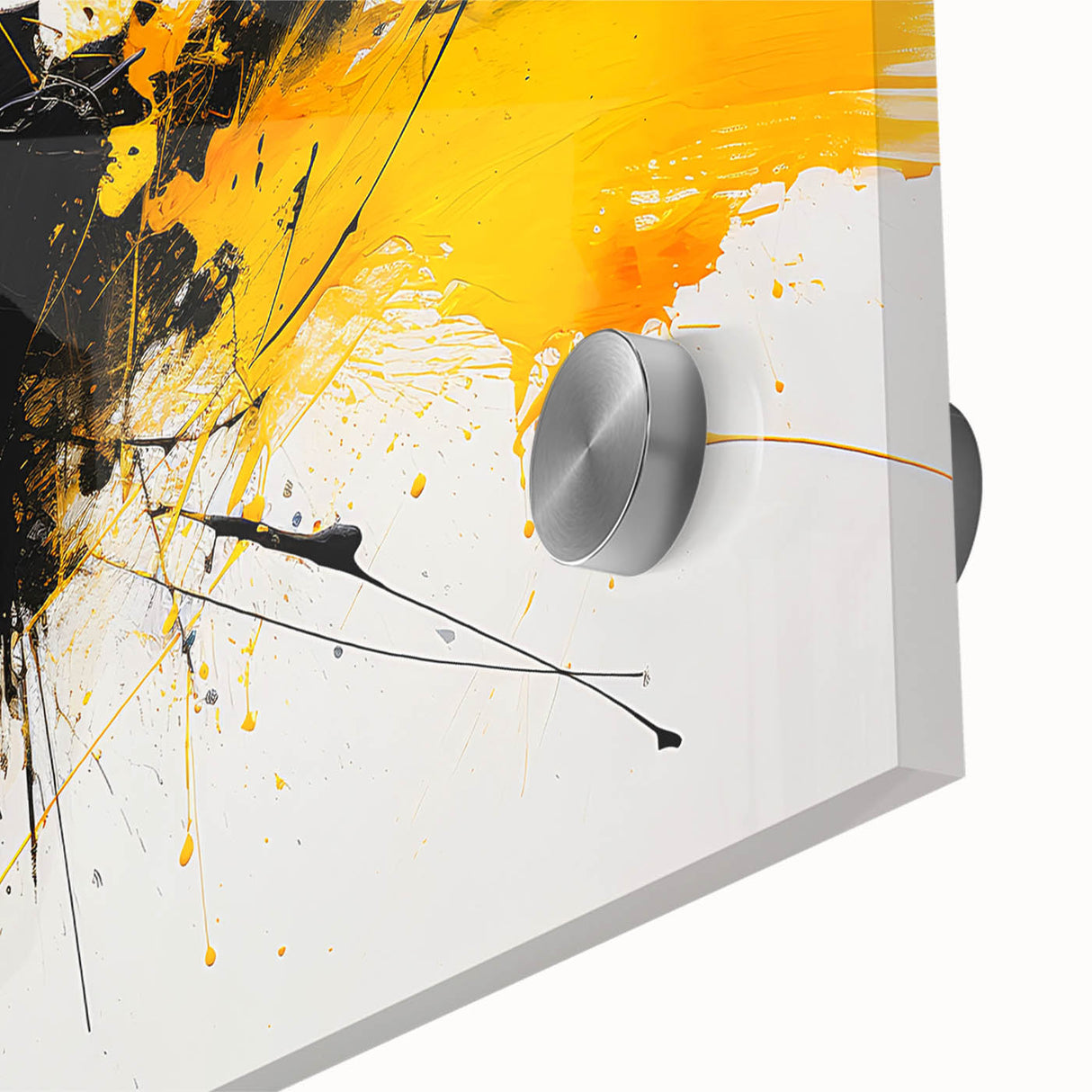 Modern Black - Gray and Yellow Abstract Bedroom Wall Art