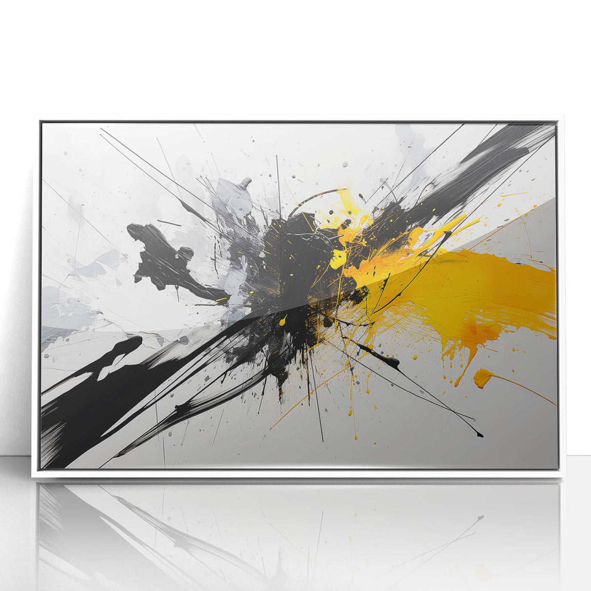 Modern Black - Gray and Yellow Abstract Bedroom Wall Art