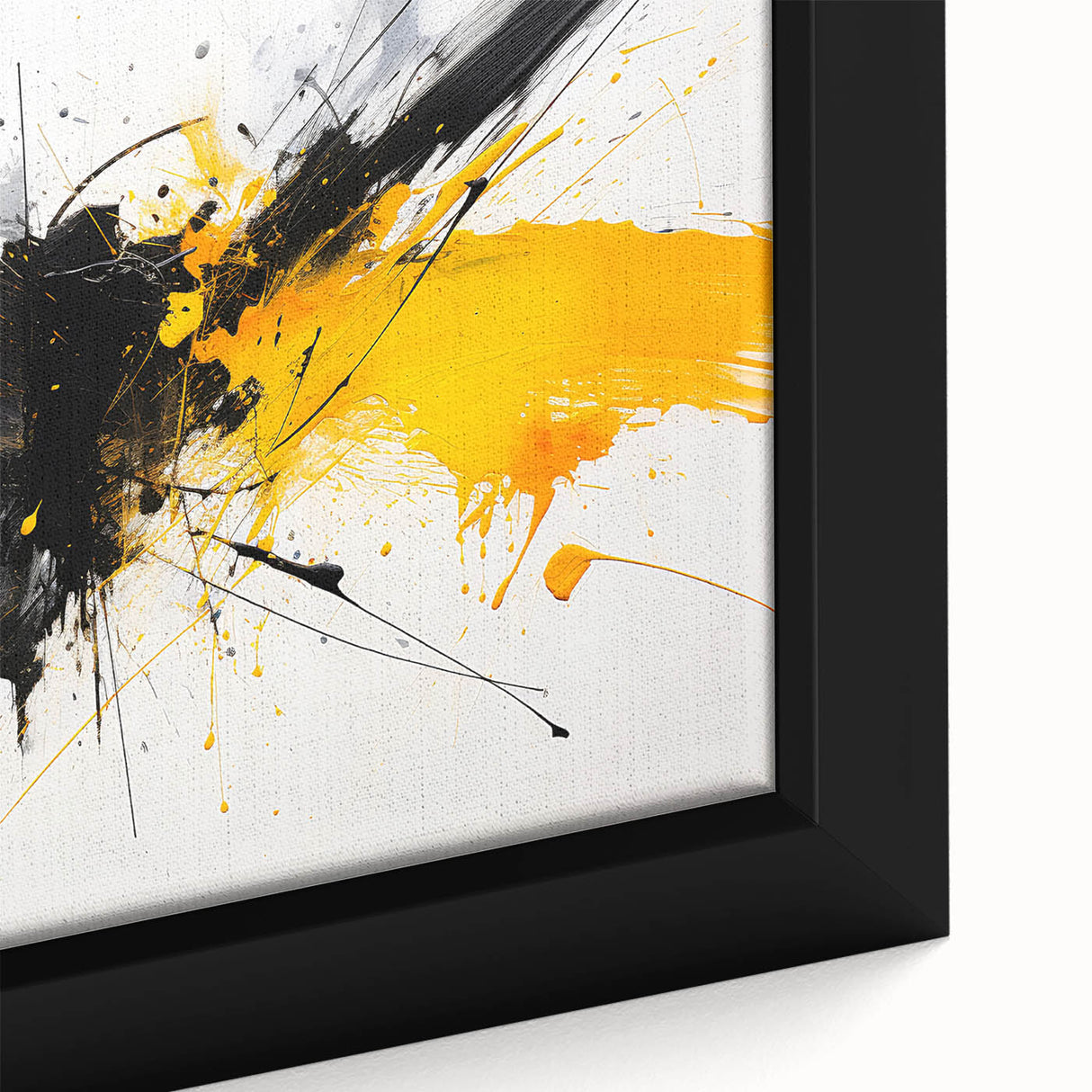 Modern Black - Gray and Yellow Abstract Bedroom Wall Art