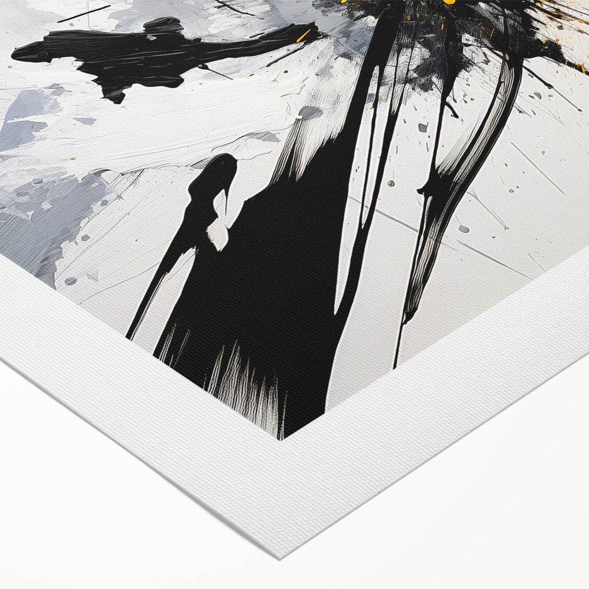 Modern Black - Gray and Yellow Abstract Bedroom Wall Art