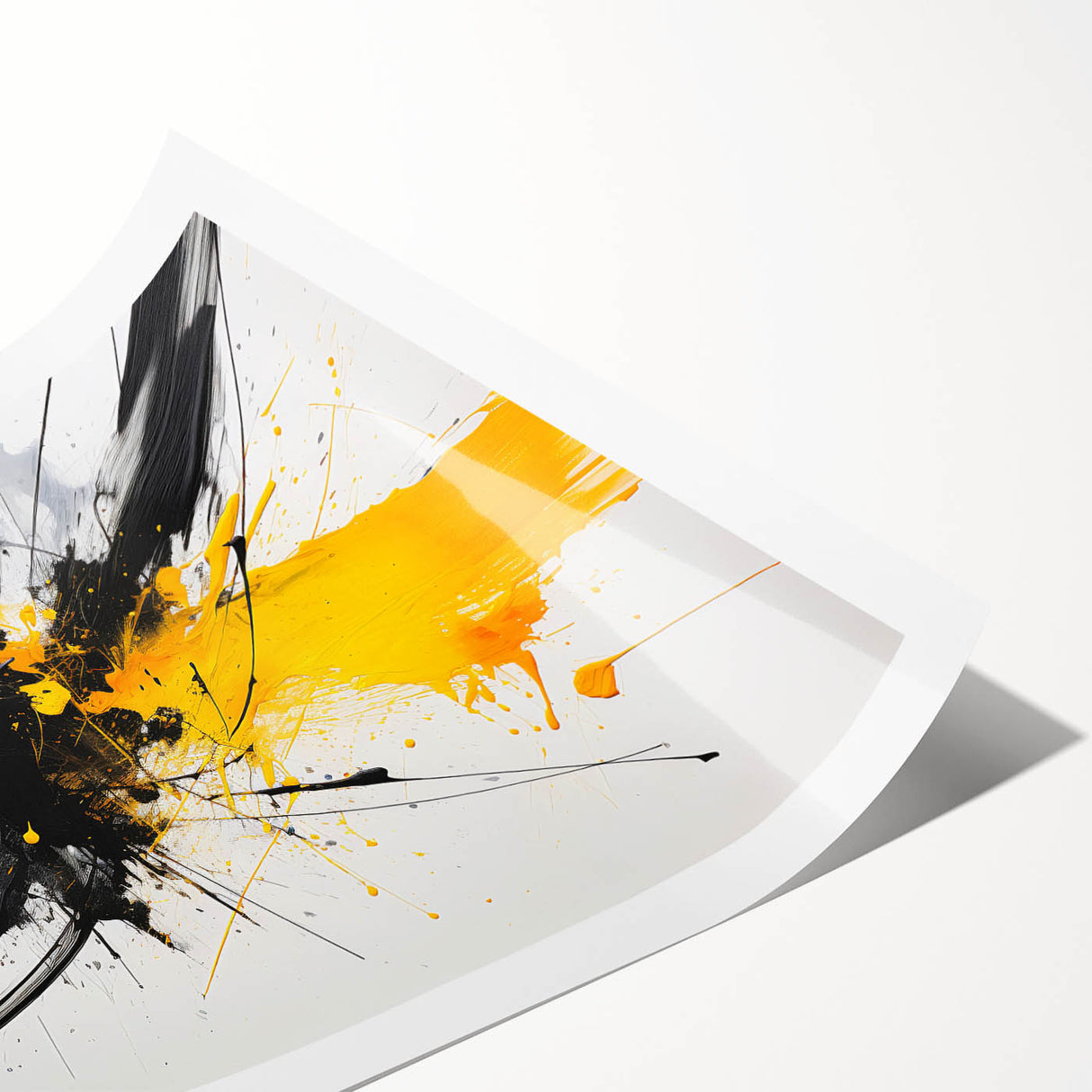 Modern Black - Gray and Yellow Abstract Bedroom Wall Art