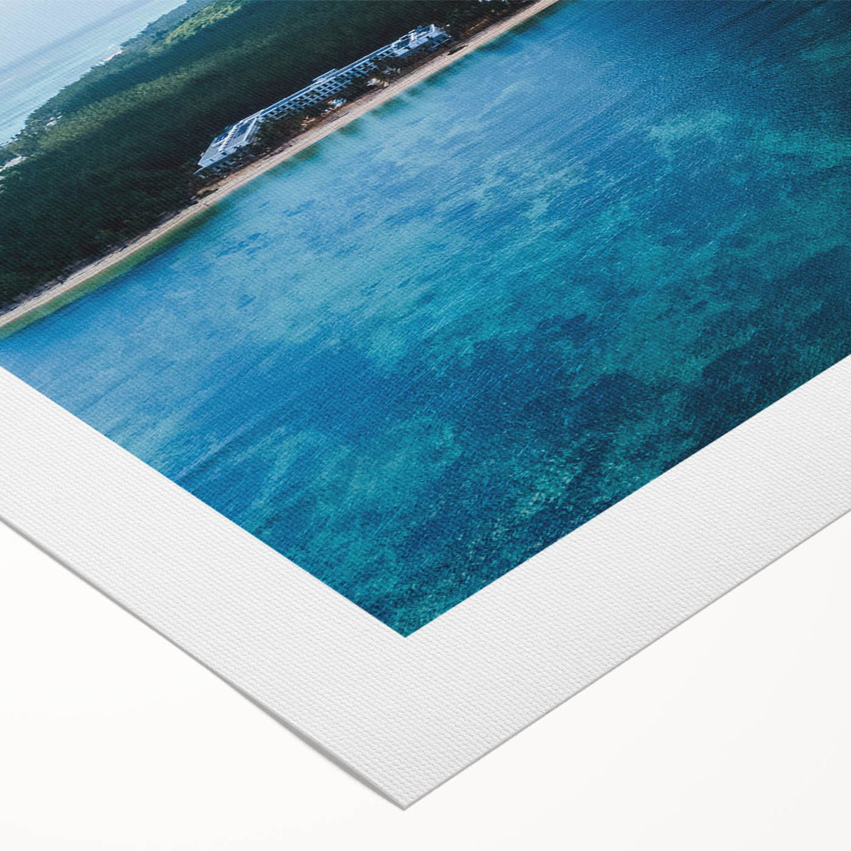 Art Deco poster of a scenic Mauritius landscape in muted colors on rolled canvas, suitable for dining room decor.