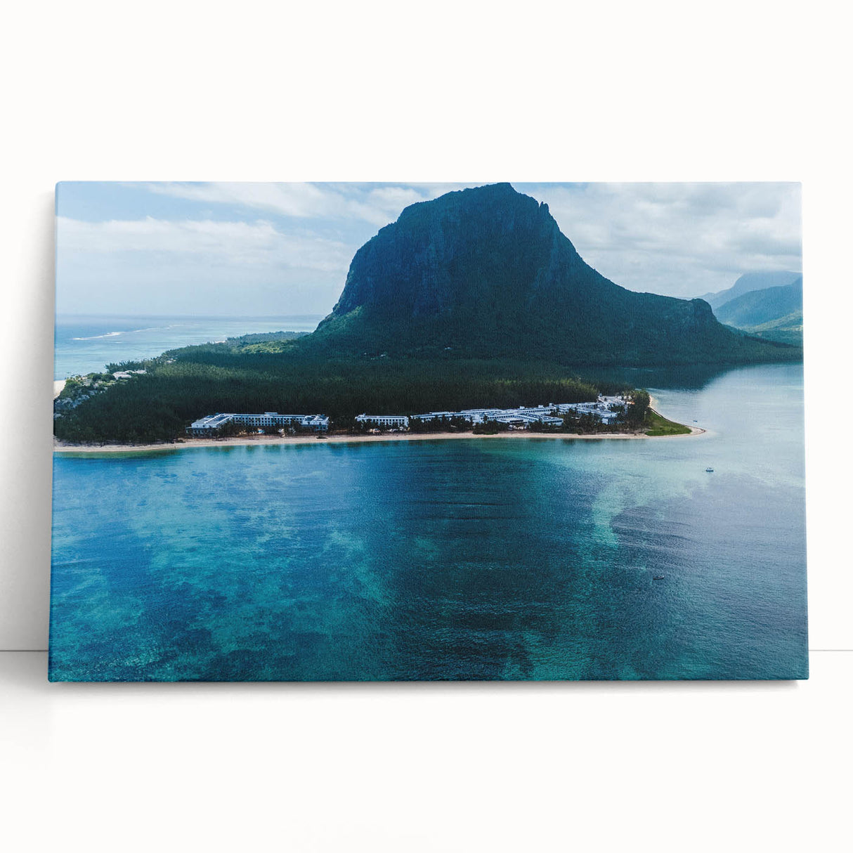 Black and white photograph of African scenery on stretched canvas, ideal for kitchen wall art or bedroom ambiance.