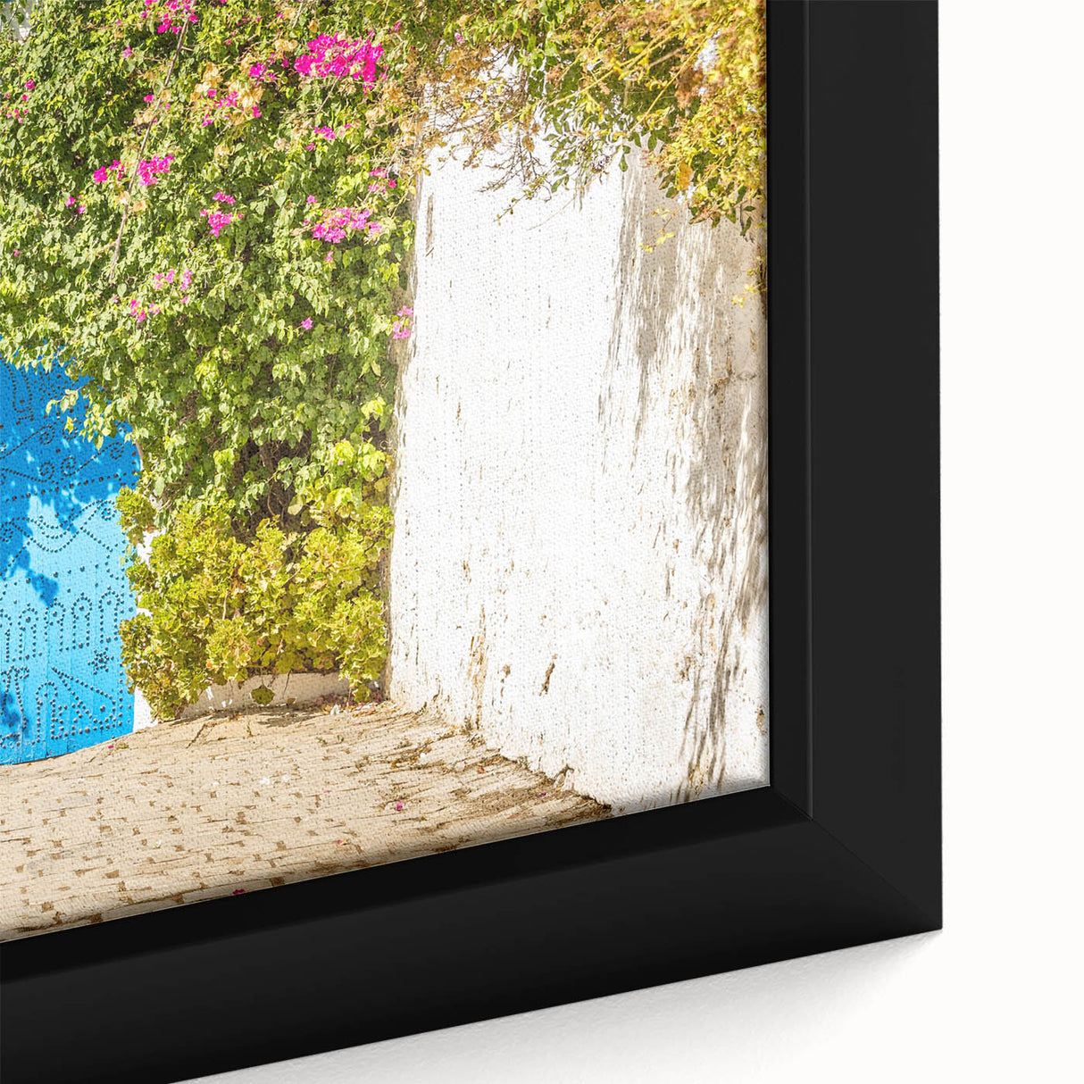 Framed canvas featuring a textured close-up of a Tunisian scenery in vibrant earth tones, ideal for living room decor.