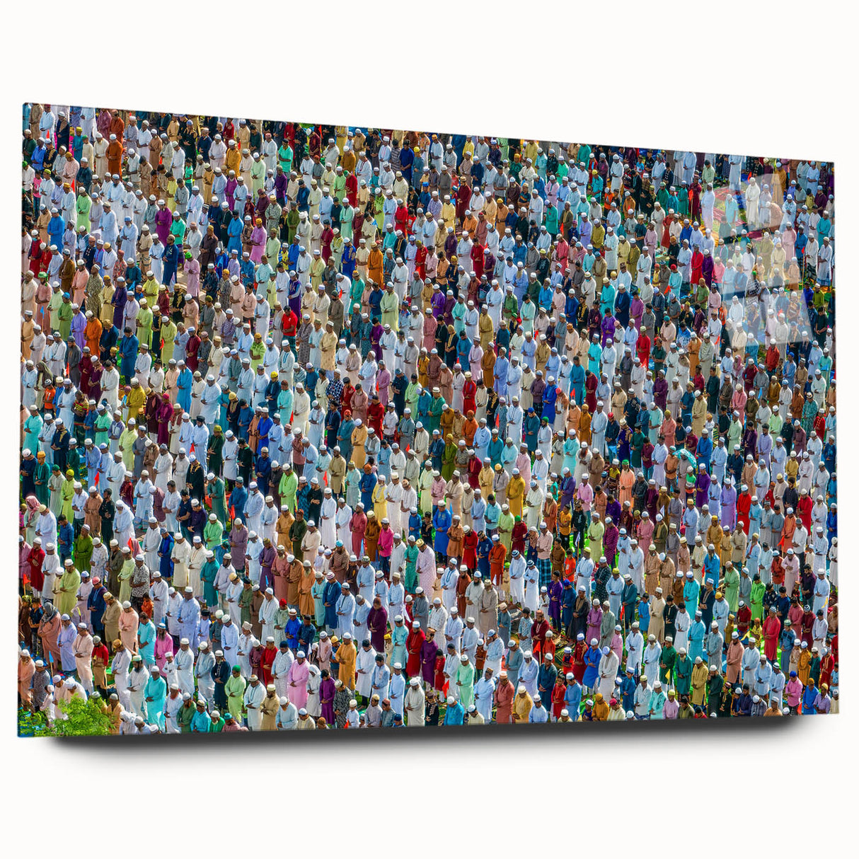 Large abstract wall art of a Bangladesh scenery in muted earth tones on acrylic glass.