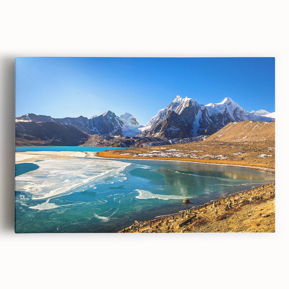 Black and white stretched canvas of Indian scenery, ideal for kitchen wall art.