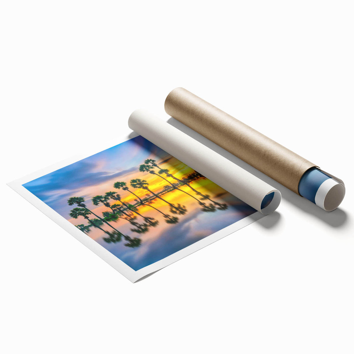 Extra large rolled canvas print featuring a serene Thai landscape with lush greenery and floral elements.
