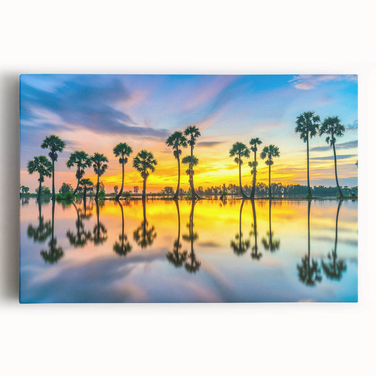 Black and white stretched canvas of a Thai landscape, ideal for kitchen wall art.