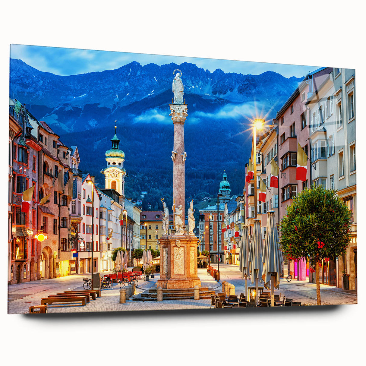 Large abstract wall art of a European scenery in Austria, printed on acrylic glass.