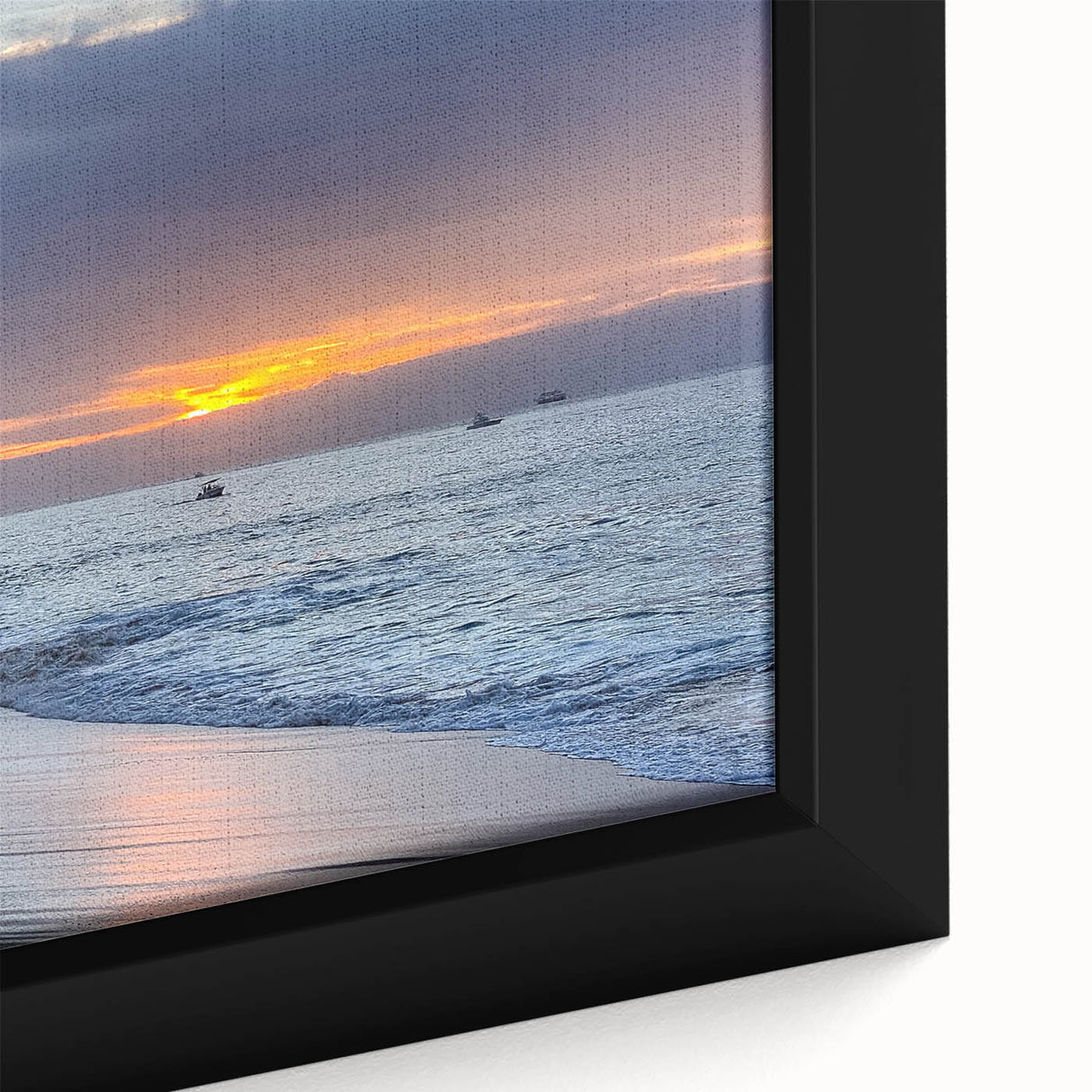 Extra large framed canvas featuring a textured depiction of Baja California scenery in black with colorful accents.