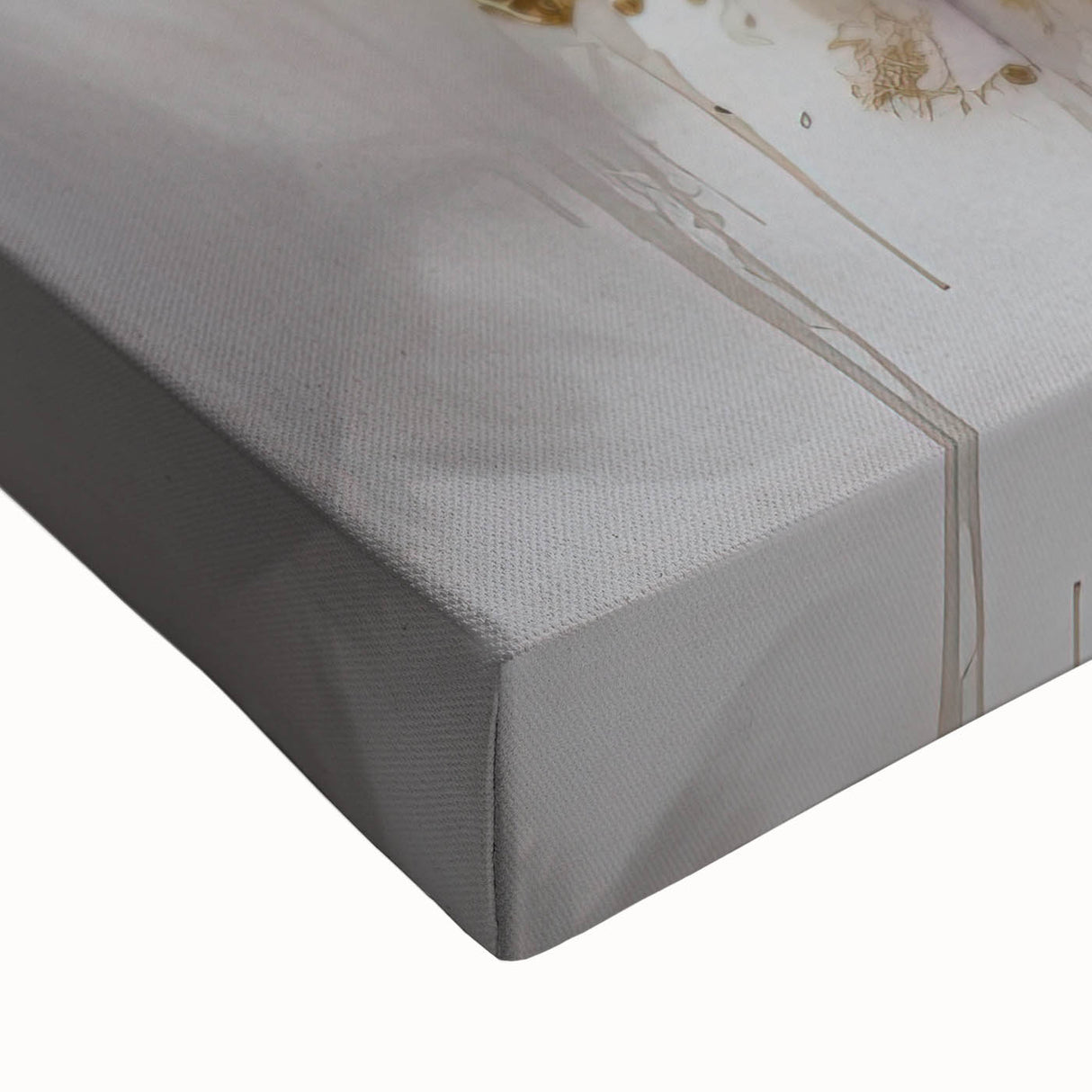 Close-up of an abstract floral stretched canvas showcasing vibrant colors and intricate textures, ideal for modern home decor and art enthusiasts.