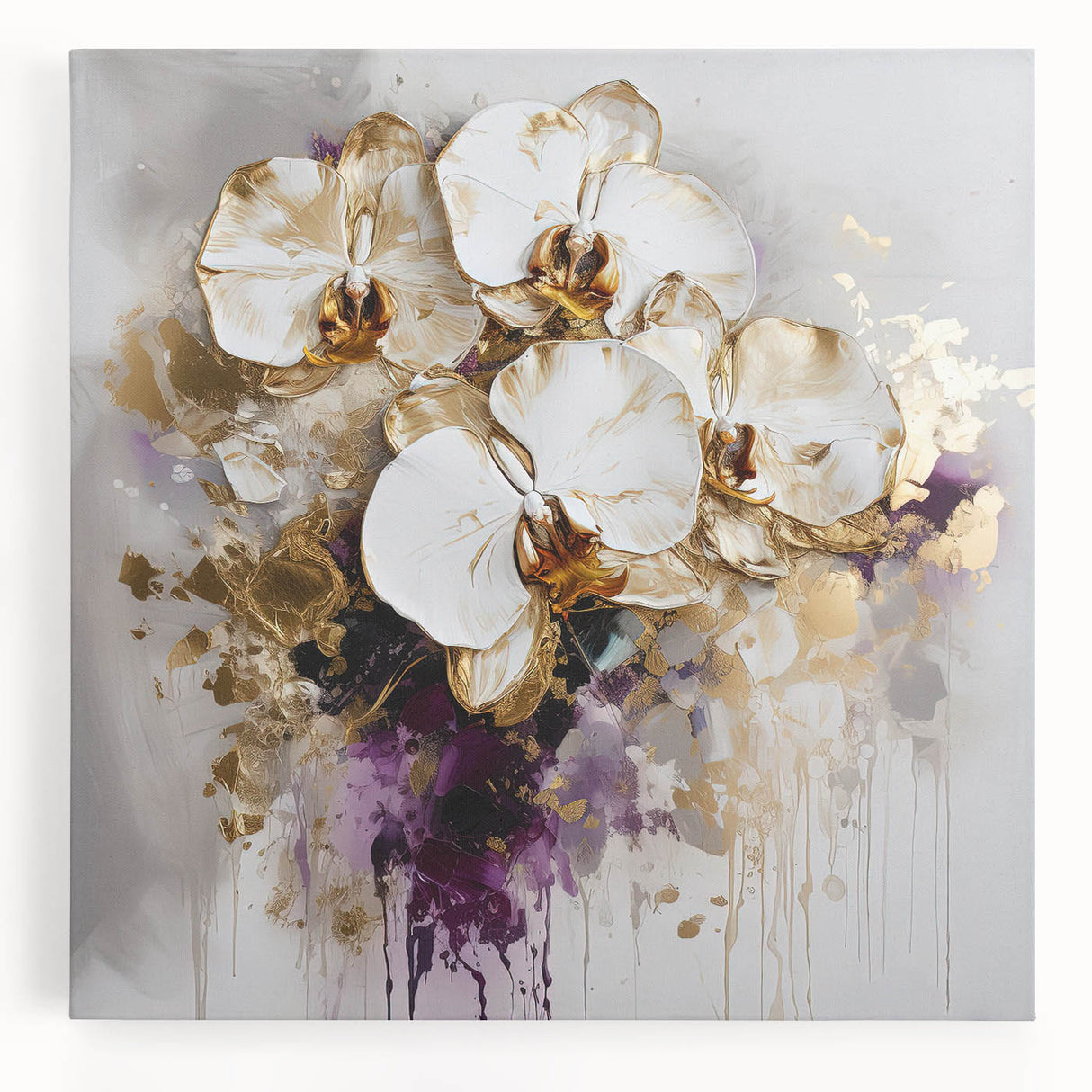 Vibrant abstract floral canvas art showcasing a colorful blend of blues, pinks, and greens, elegantly stretched for wall display, enhancing modern decor.