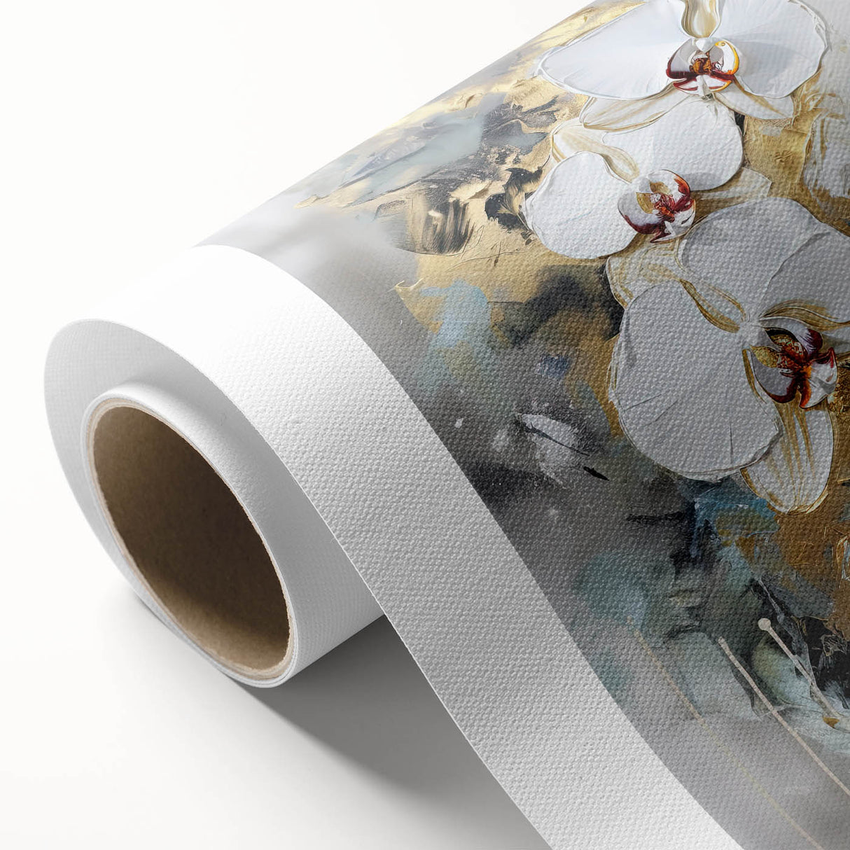 Abstract floral canvas artwork showcasing vibrant colors and intricate patterns, rolled for easy transport, perfect for modern home decor. Ideal for art lovers seeking unique wall decorations.