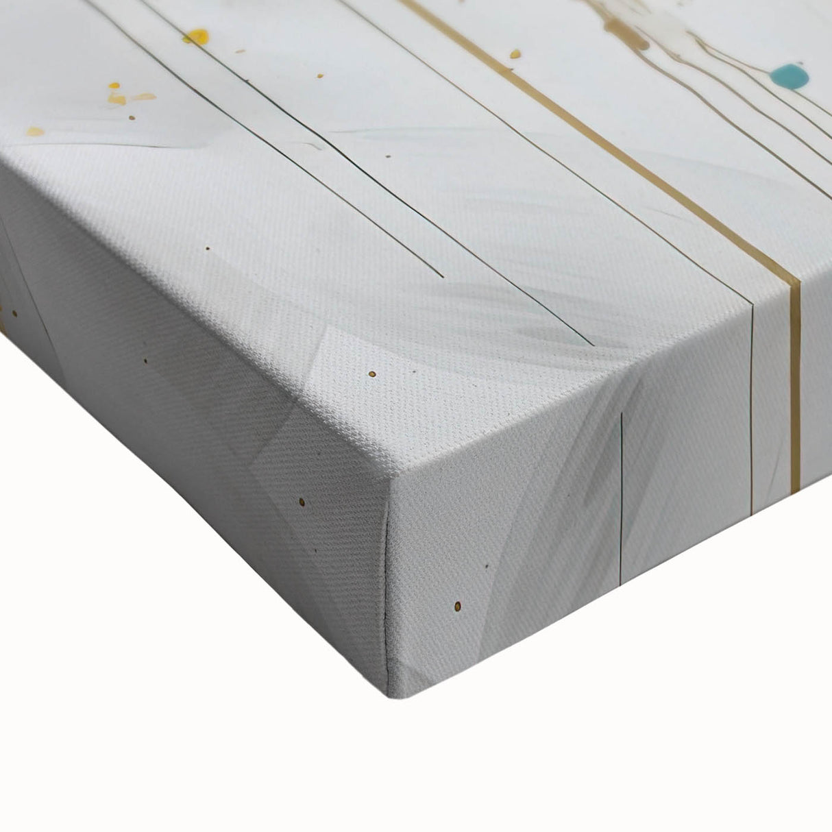 Close-up of an abstract floral stretched canvas artwork showcasing vibrant colors and intricate patterns, ideal for modern home decor and artistic spaces.