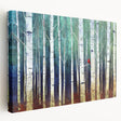Abstract landscape stretched canvas artwork showcasing vibrant colors and dynamic shapes, viewed from the side to highlight its textured surface and depth. Perfect for modern home decor, this piece adds a unique artistic touch to any living space.
