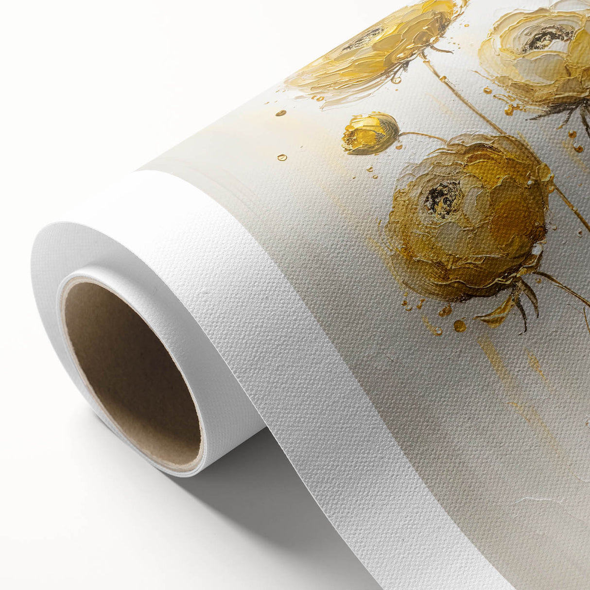 Abstract floral design on rolled canvas, showcasing vibrant colors and intricate patterns, perfect for contemporary home decor. Packaged securely in a sturdy tube.