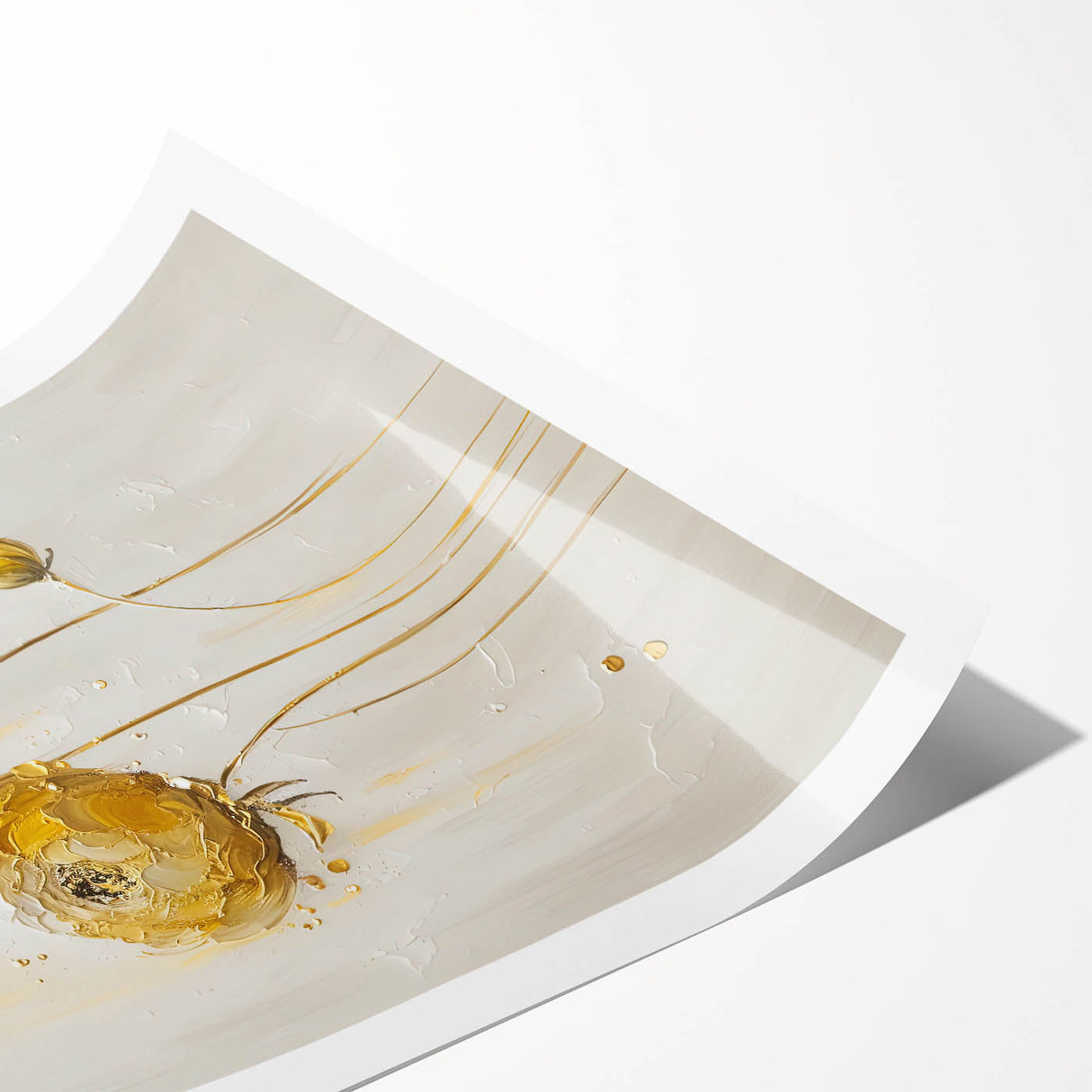 Abstract floral design printed on a rolled canvas, showcasing vibrant colors and intricate patterns, ideal for modern home decor. Packaged securely in a durable cardboard tube for delivery.