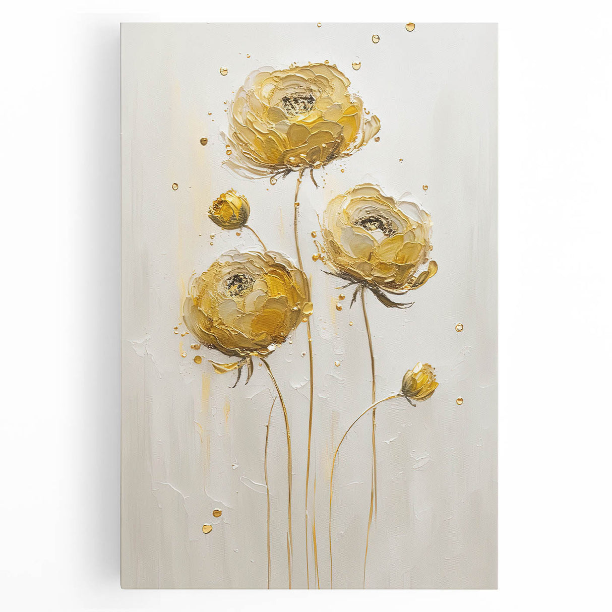 Abstract floral stretched canvas artwork showcasing vibrant colors and intricate patterns, perfect for adding a modern touch to home decor or office spaces.