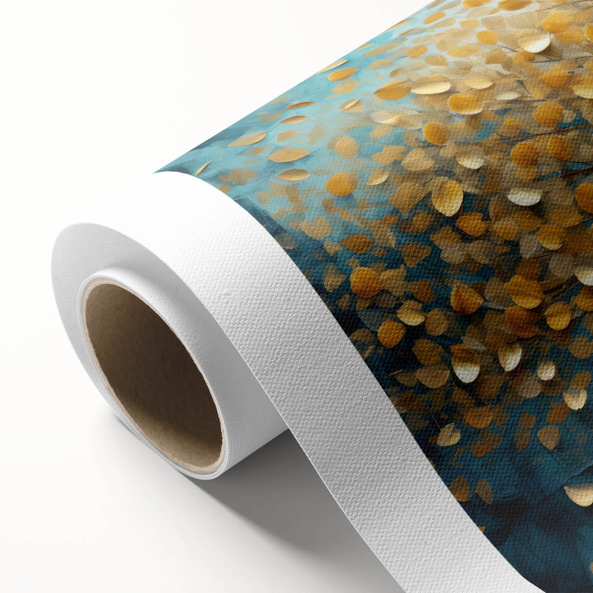 Abstract floral design on a rolled canvas, featuring vibrant colors and intricate patterns, ideal for enhancing home decor. Packaged securely in a durable tube for shipping.