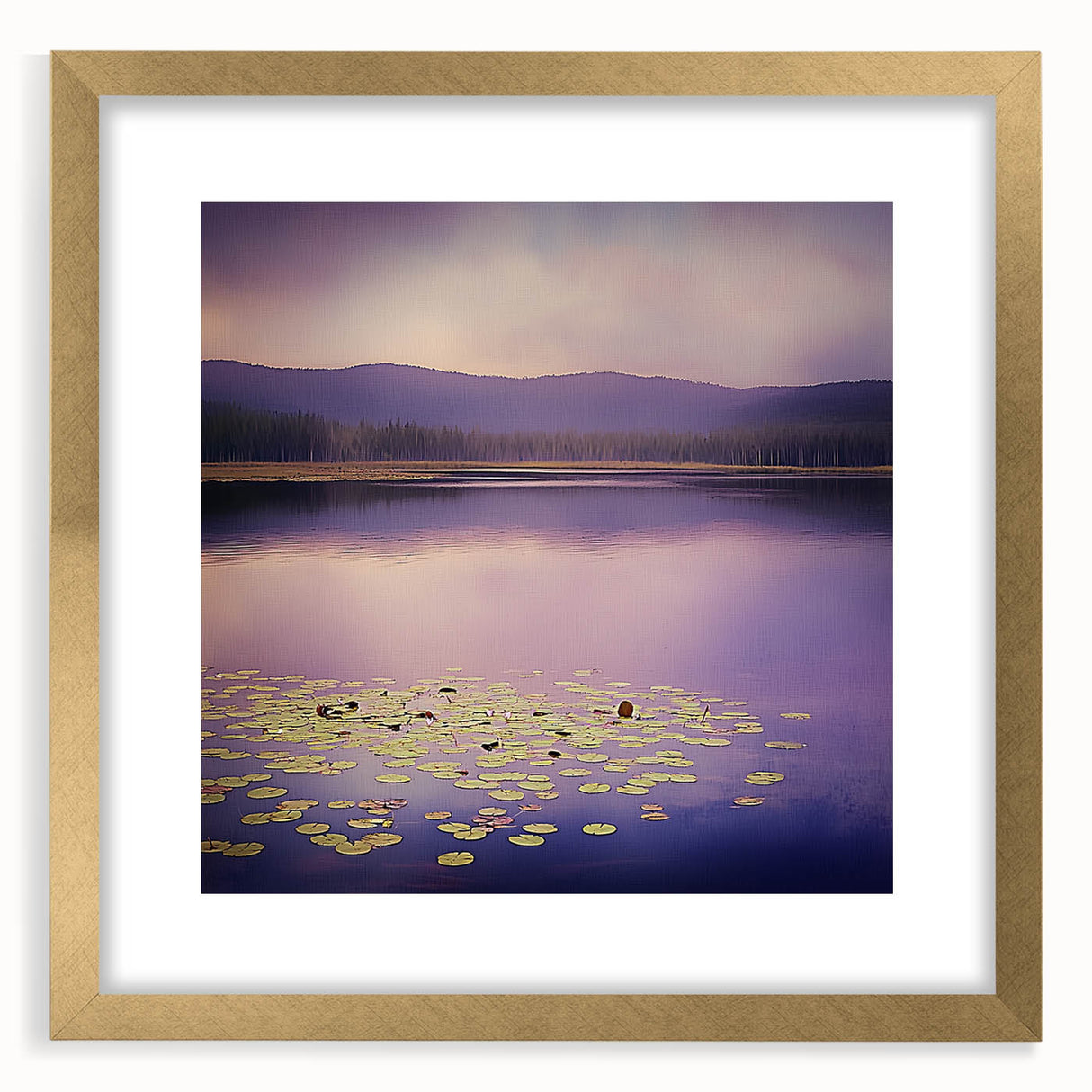 Abstract landscape framed art piece with a gold mat, showcasing vibrant colors and intricate details, perfect for modern home decor. Ideal for enhancing living room aesthetics and adding a touch of elegance to any space.