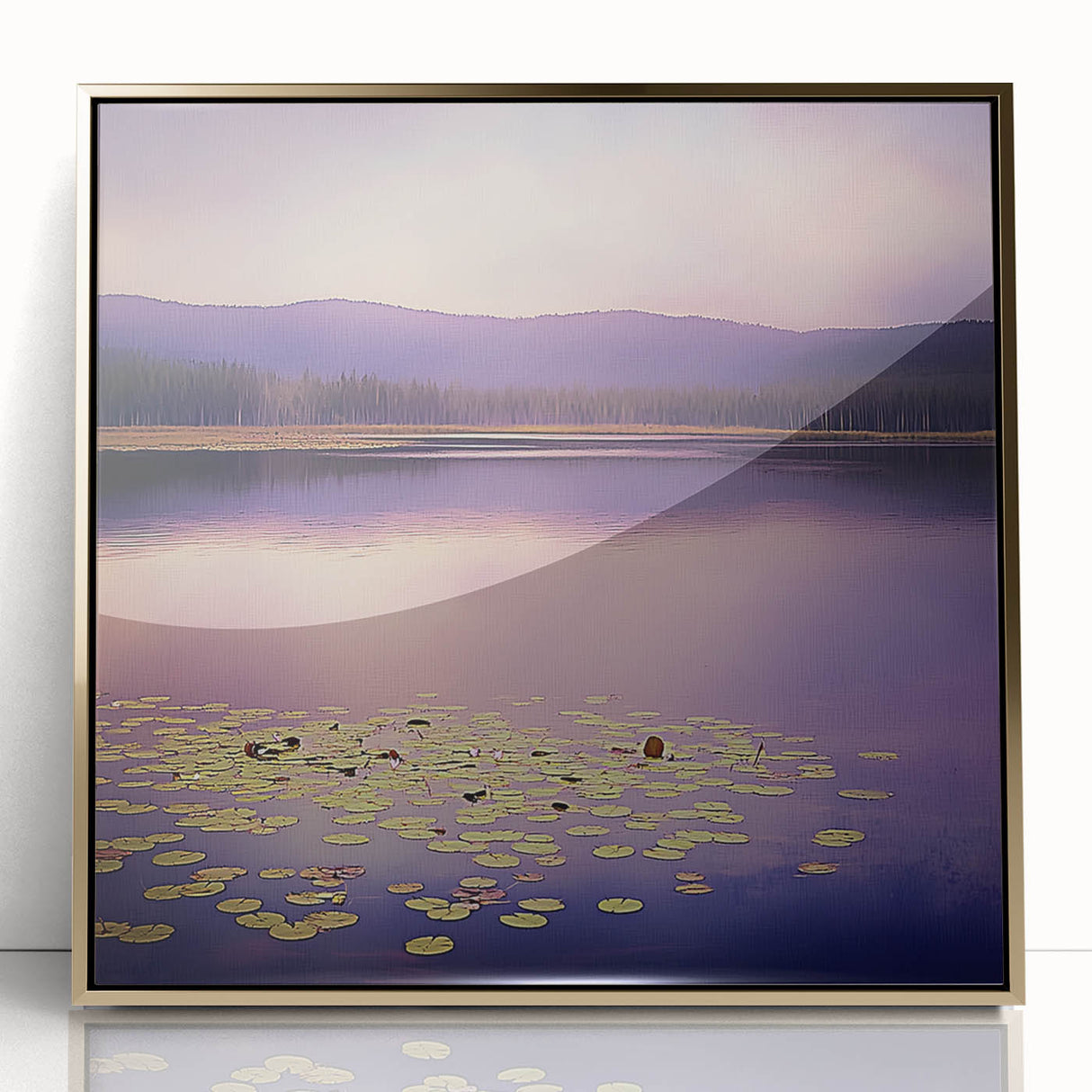 Framed acrylic artwork showcasing a vibrant abstract landscape in gold tones, ideal for modern home decor. Perfect for adding elegance to living spaces.