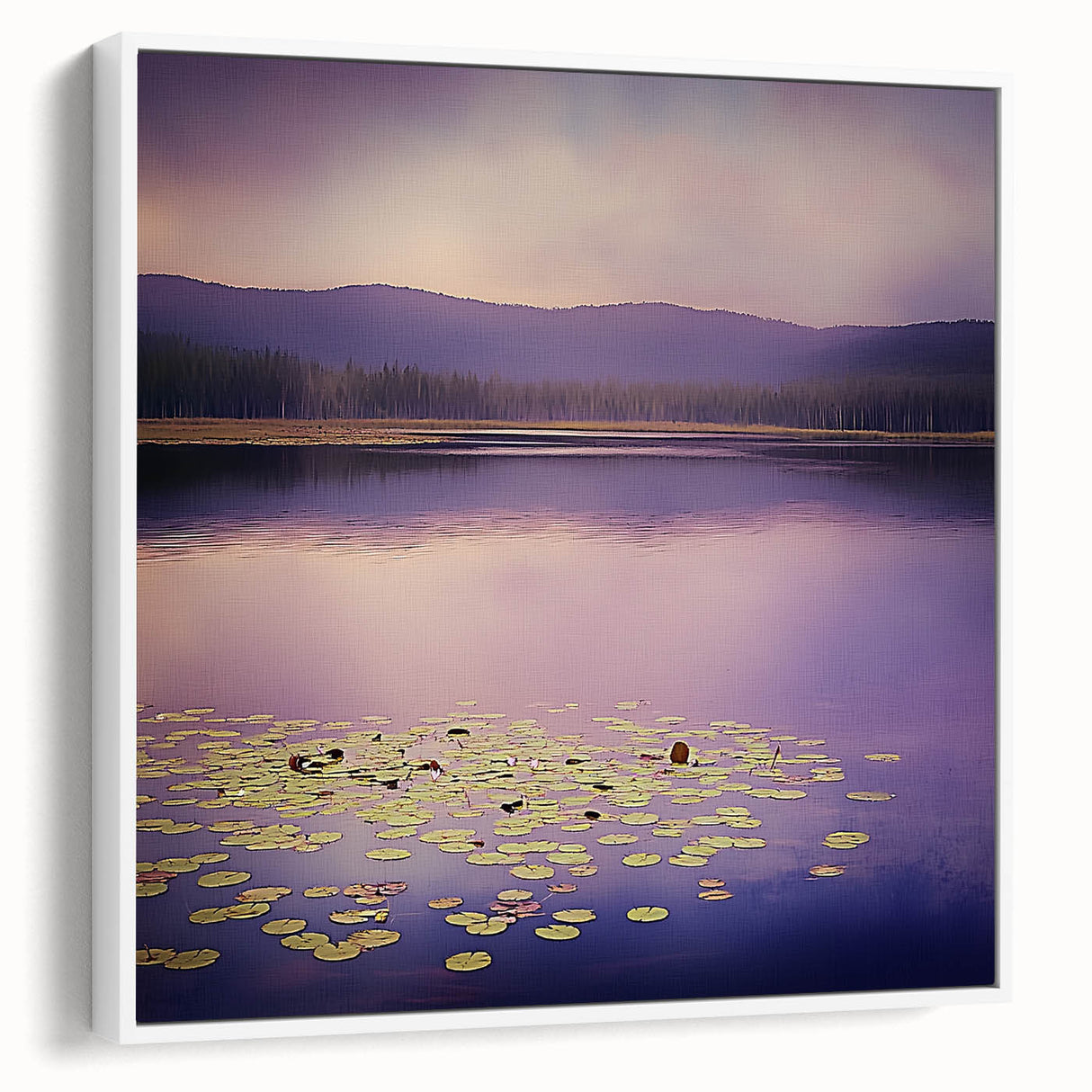 Framed abstract landscape canvas art in a white frame, showcasing earthy tones and dynamic shapes, perfect for modern home decor or office aesthetic.