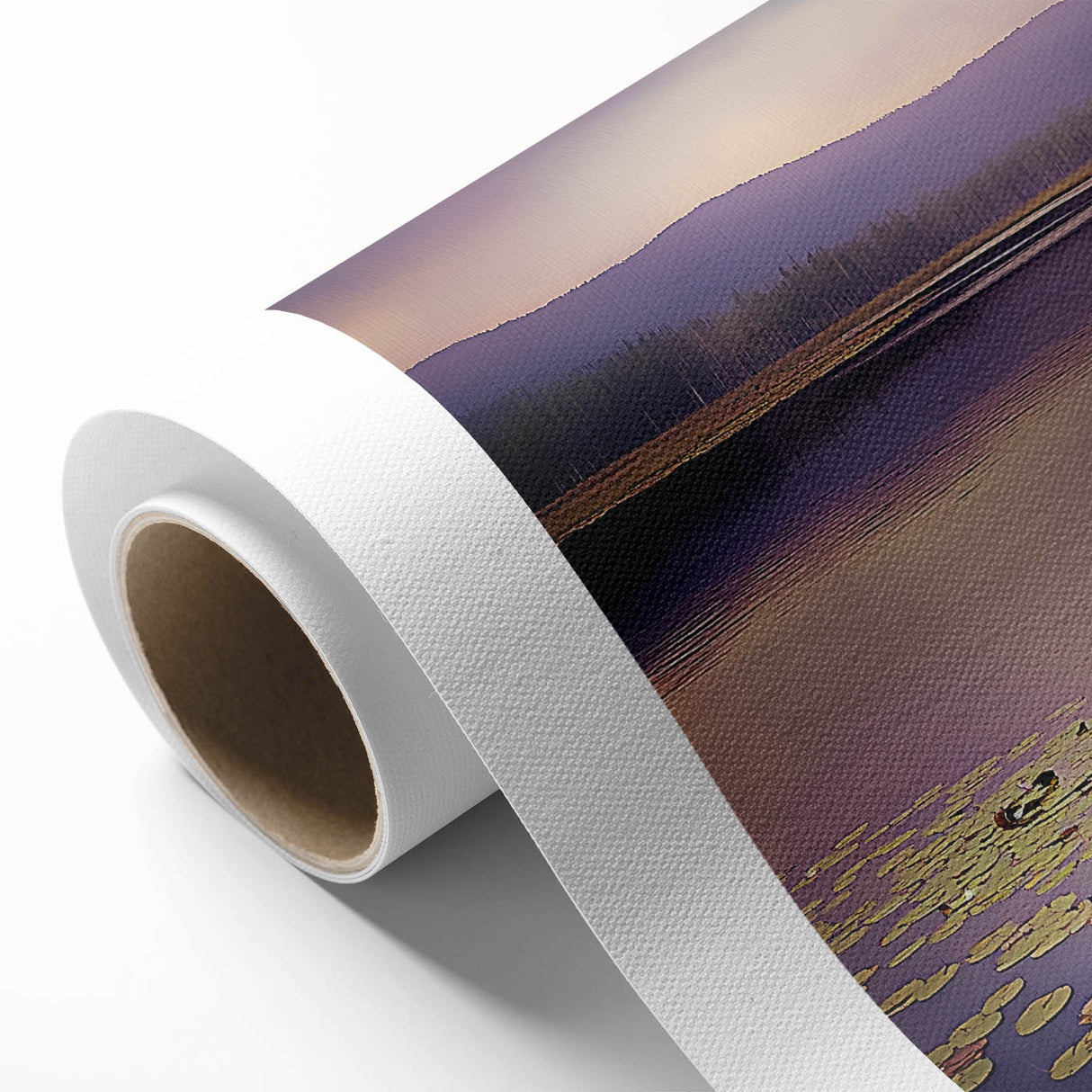 Abstract landscape artwork on rolled canvas showcasing vibrant colors and dynamic shapes, perfect for modern home decor. Packaged securely in a durable tube for safe shipping.