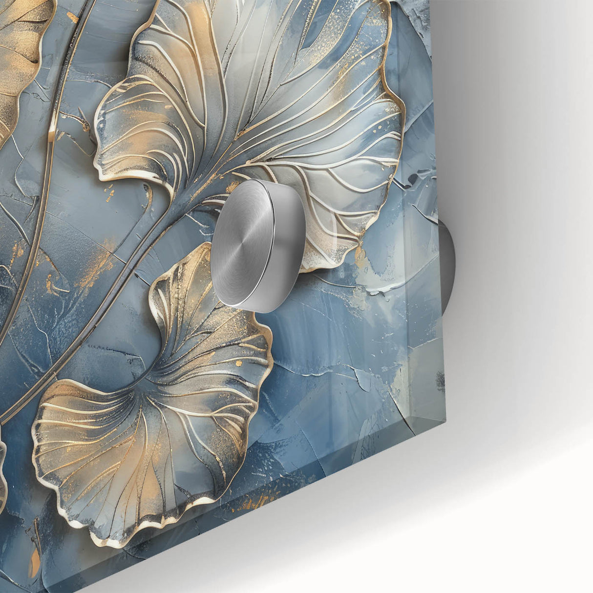 Close-up view of vibrant abstract floral acrylic artwork on glass, showcasing vivid colors and intricate details, ideal for modern home decor and art enthusiasts.