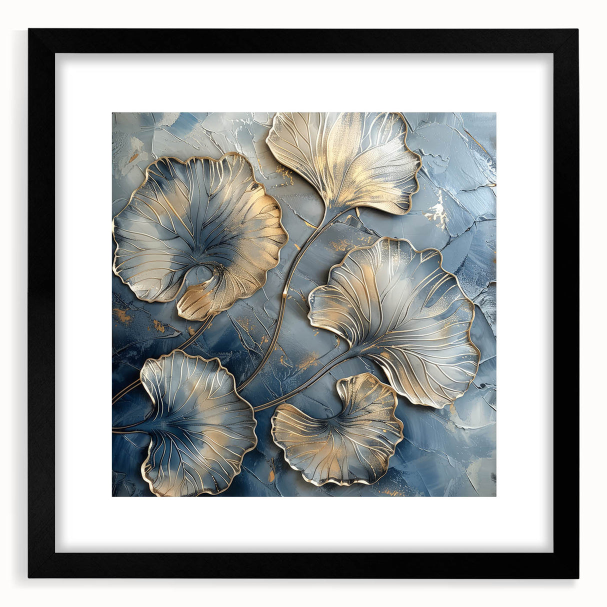 Abstract floral art frame featuring a black mat, showcasing vibrant colors and intricate patterns. Ideal for modern home decor and artistic displays.