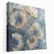 Elegant abstract floral design on stretched canvas, showcasing vibrant colors and intricate patterns, ideal for home decor. Side view highlights its texture and quality.
