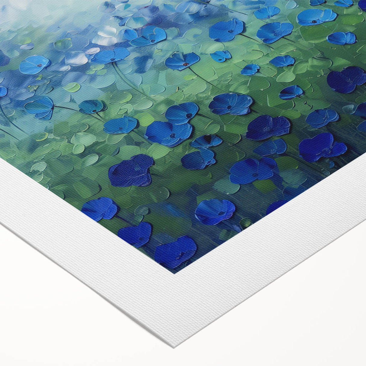 Abstract floral rolled canvas art showcasing vibrant colors of pink, blue, and green, designed for modern home decor. Ideal for enhancing living spaces.