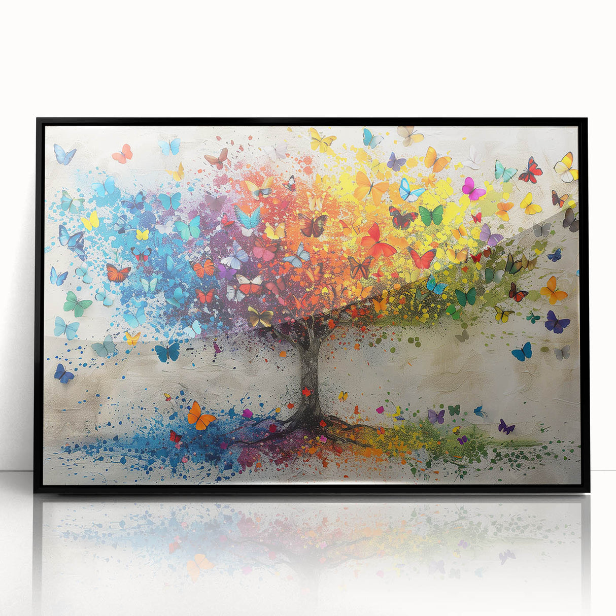 Framed acrylic artwork showcasing vibrant abstract florals in black, designed to enhance modern decor. The intricate details and rich colors create a striking focal point for any room.