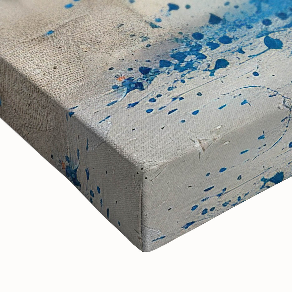 Close-up of a vibrant abstract floral stretched canvas artwork, showcasing intricate details and rich colors, perfect for modern home decor or artistic spaces.