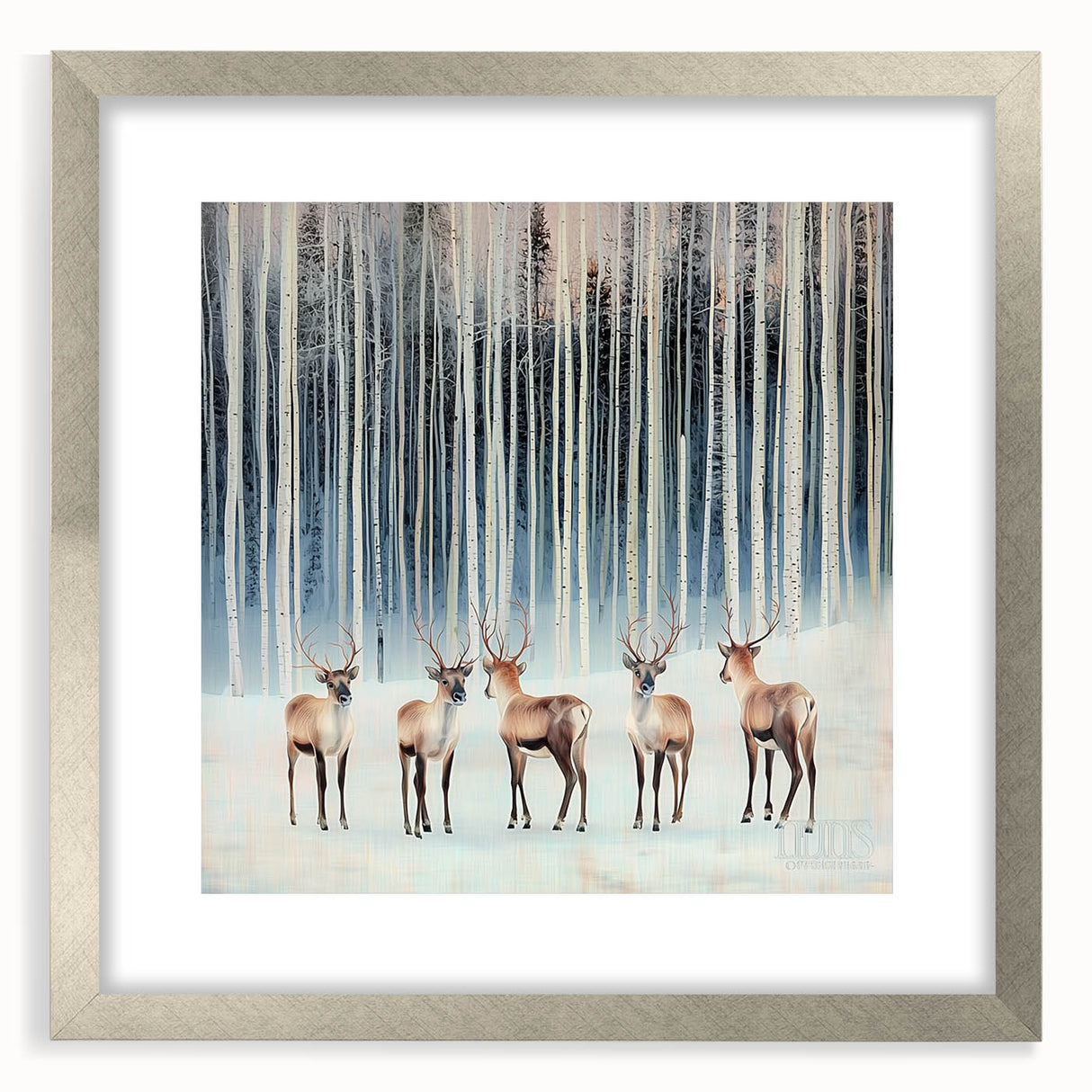 Abstract landscape artwork framed with a sleek silver mat, showcasing vibrant colors and intricate details. Ideal for modern home decor, this piece adds elegance to any space.