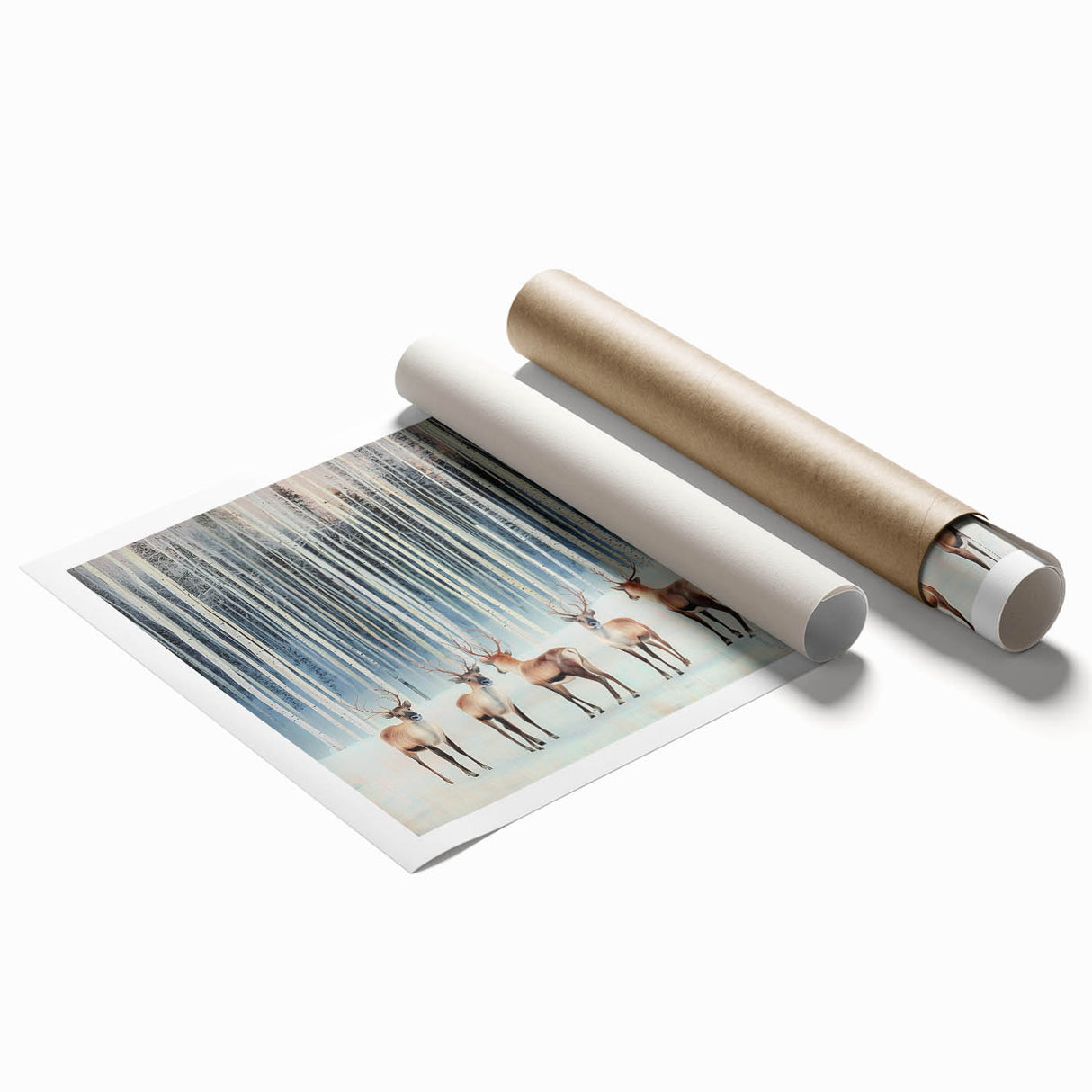 Abstract landscape print showcasing vibrant colors and fluid shapes, rolled and ready for display. Perfect for modern home decor, adding artistic flair to any space.