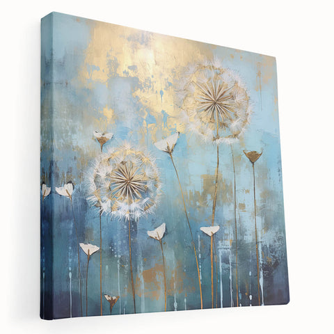 Abstract floral canvas art showcasing vibrant colors and intricate patterns, displayed in a side view to highlight its depth and texture, perfect for modern home decor.