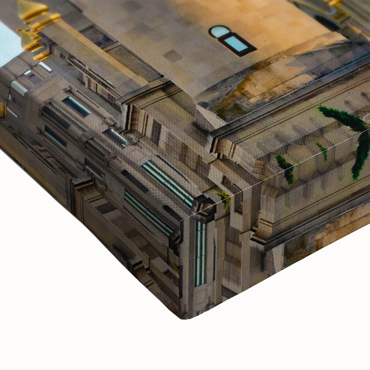 Black and white landscape art painting of an Azerbaijani scenery on stretched canvas, ideal for bedroom wall art.