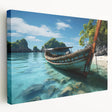 Large canvas print featuring a serene Thai landscape in muted green and blue tones, suitable for kitchen wall art.