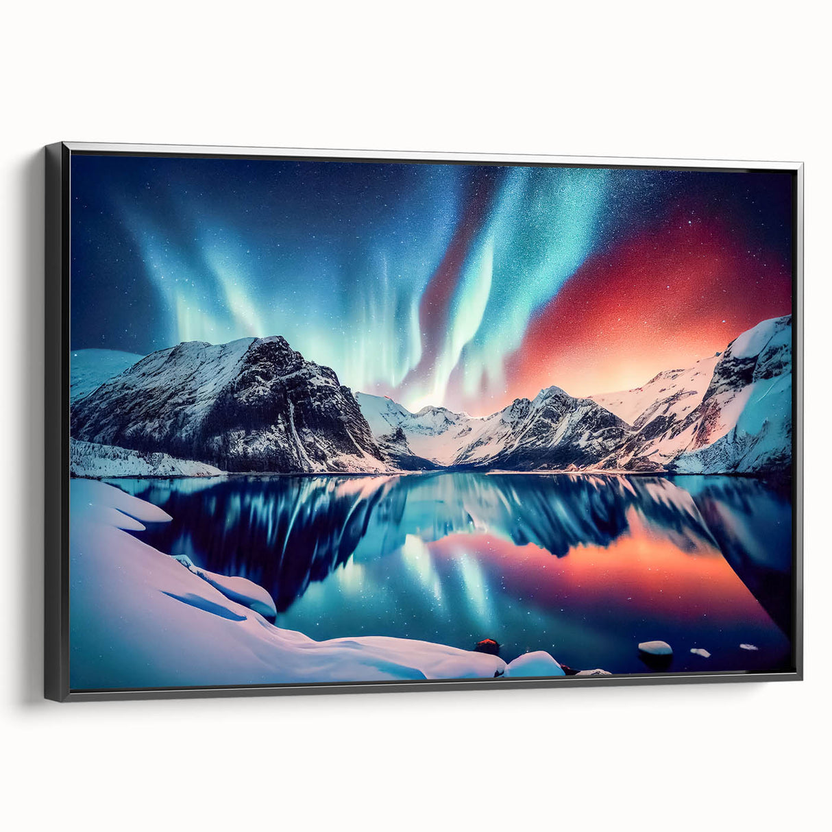 Black and white framed canvas featuring a vintage-style Yukon landscape, ideal for bedroom wall decor.