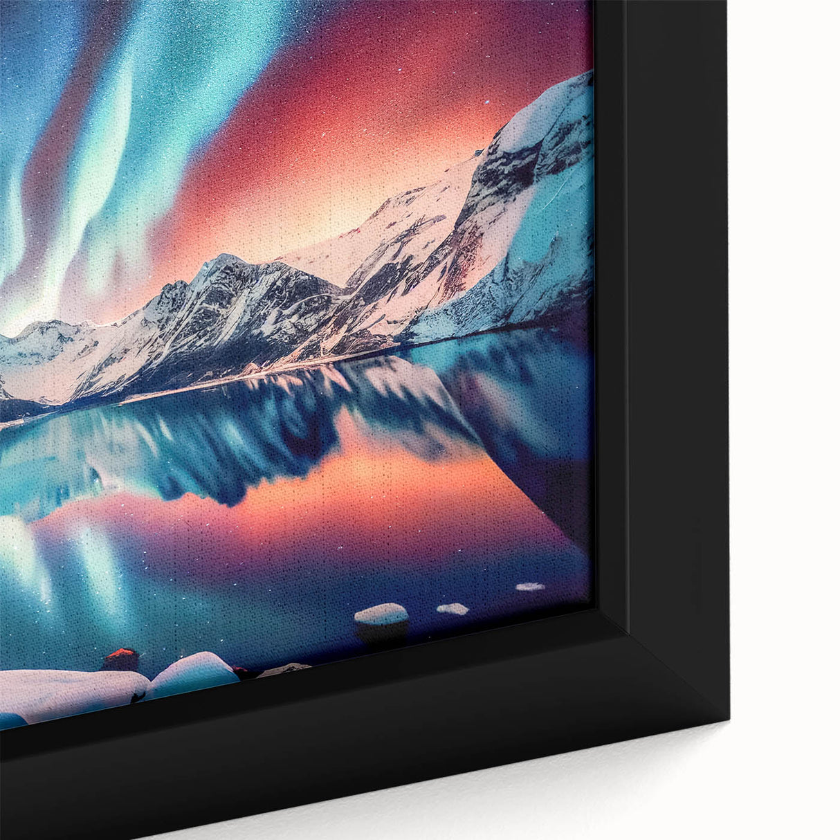 A black canvas featuring a textured, colorful depiction of the Yukon scenery, ideal for extra large living room wall art.