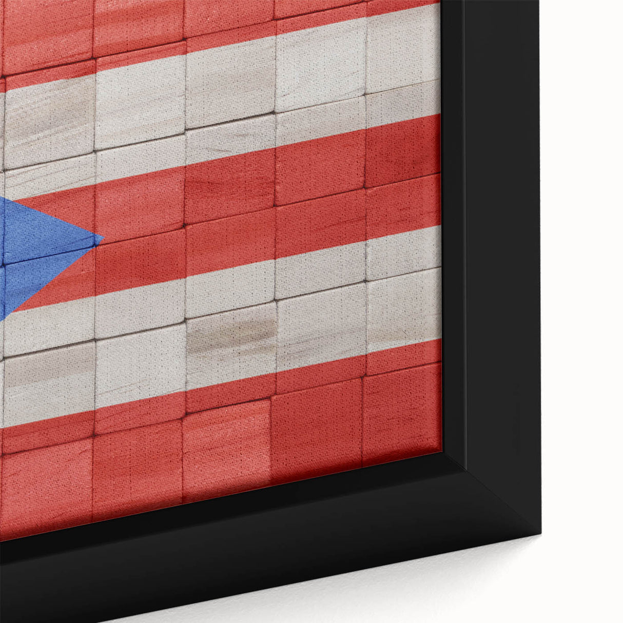 Extra large framed canvas featuring a textured depiction of a Caribbean scenery in vibrant colors.